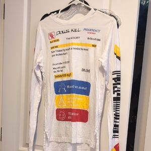 Dolls Kill White Long Sleeve Tee with Graphic Design